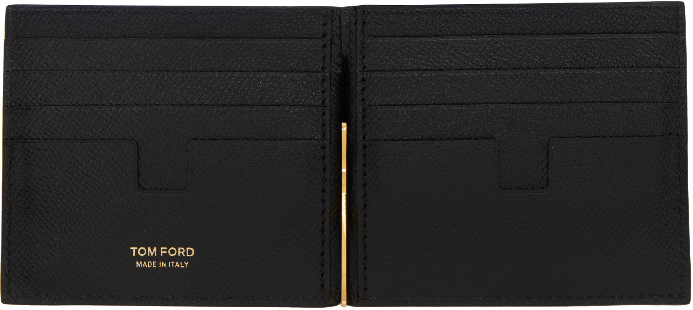 TOM FORD Black Small Grain Leather Money Clip Wallet