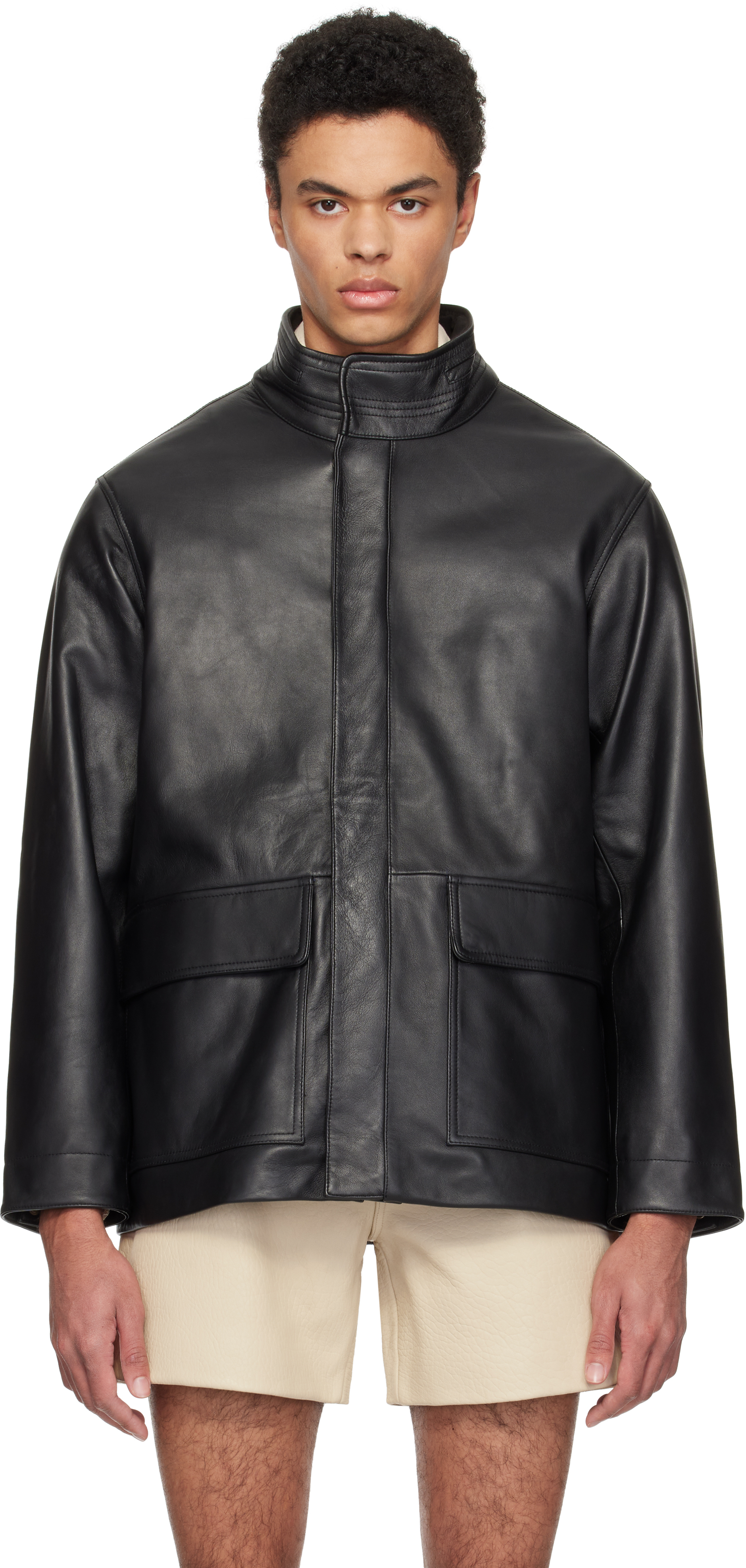 Sunflower Black Fatigue Leather Jacket