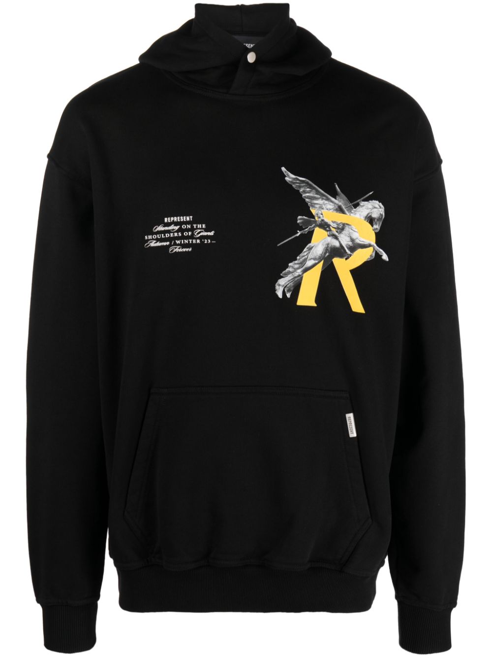 레프리젠트 남성 logo-print cotton hoodie - Black MH4021