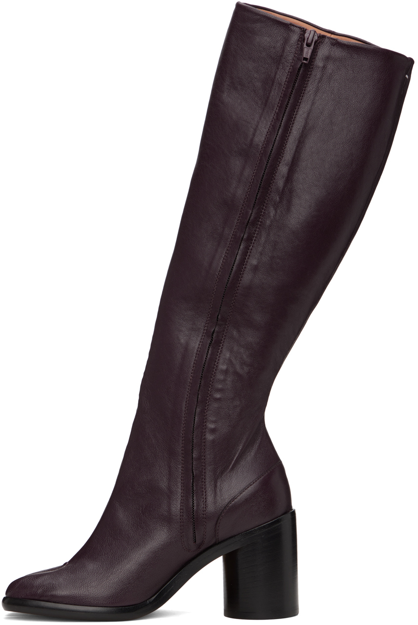 Maison Margiela Burgundy Tabi Knee-High Tall Boots