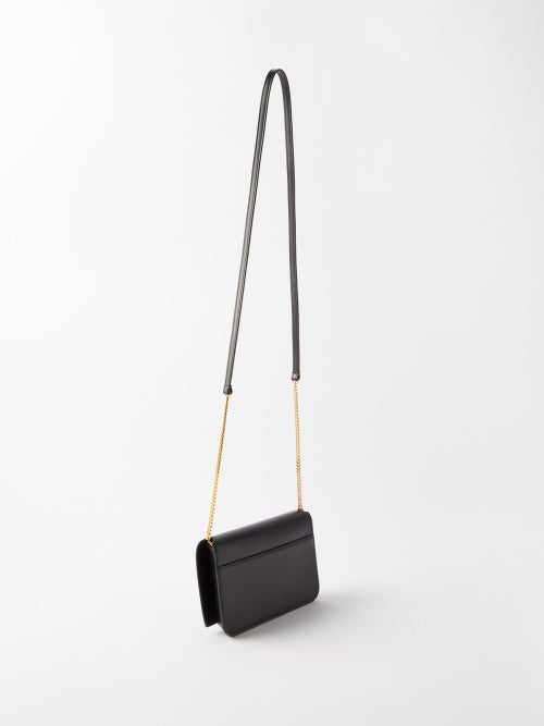 Black YSL-monogram leather cross-body phone holder