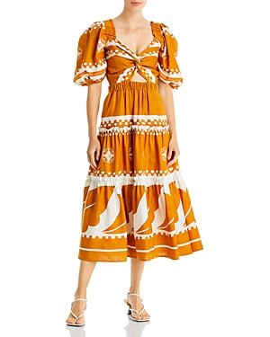 나사시즌 여성 리오라 프린트 퍼프 슬리브 드레스 PF22-125