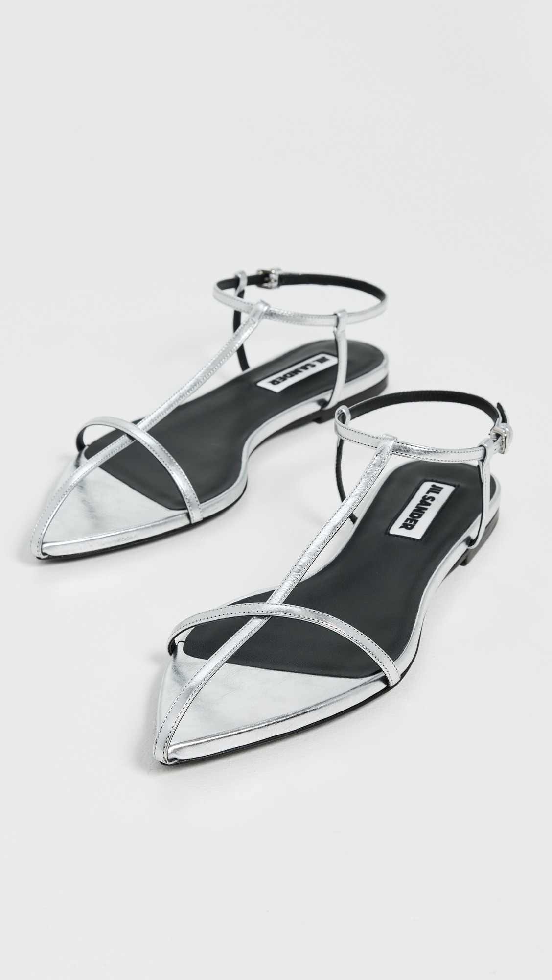 Jil Sander Metallic Leather Sandals Sky Grey