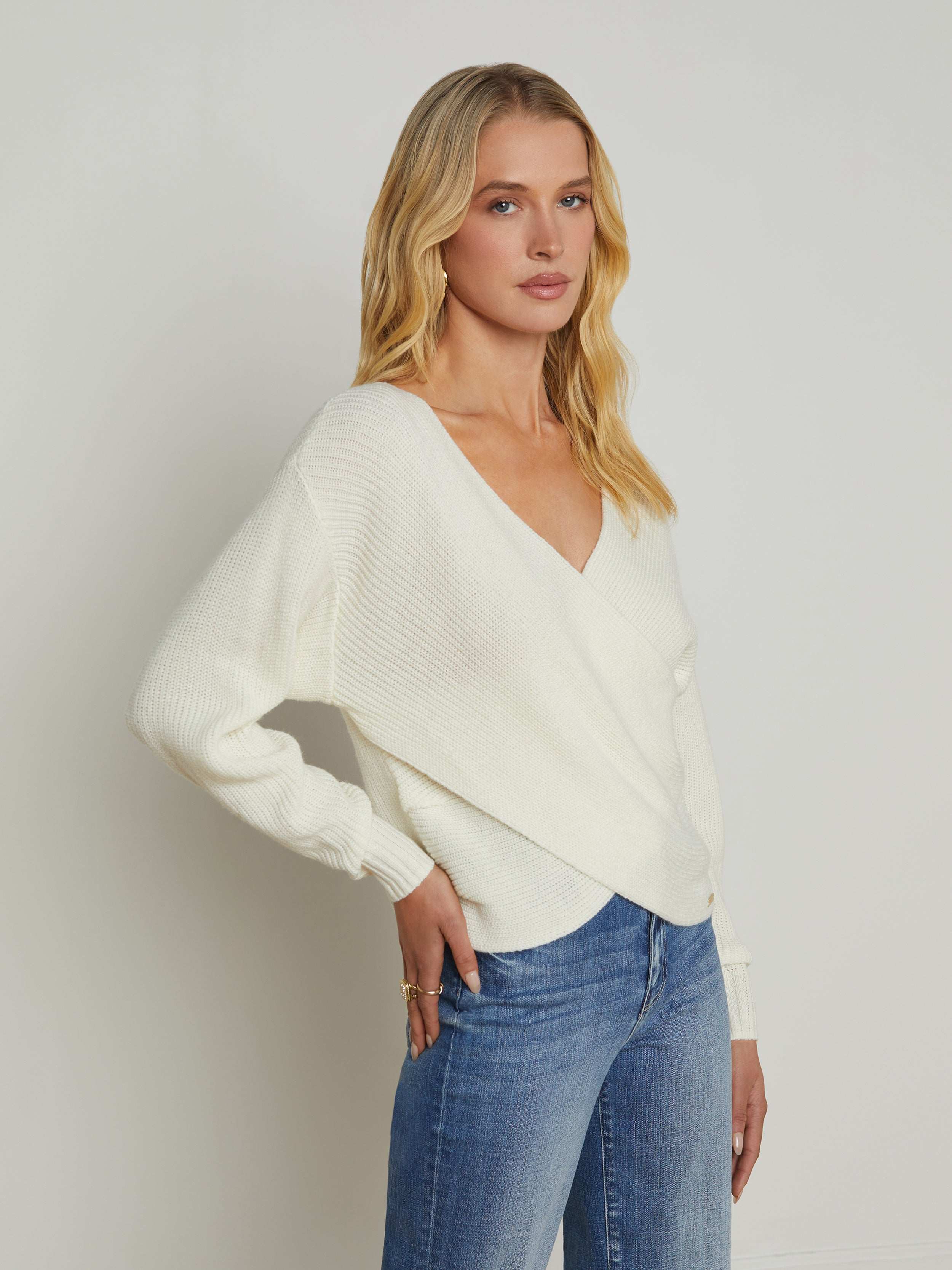 Antonella Crossover Sweater In Ivory