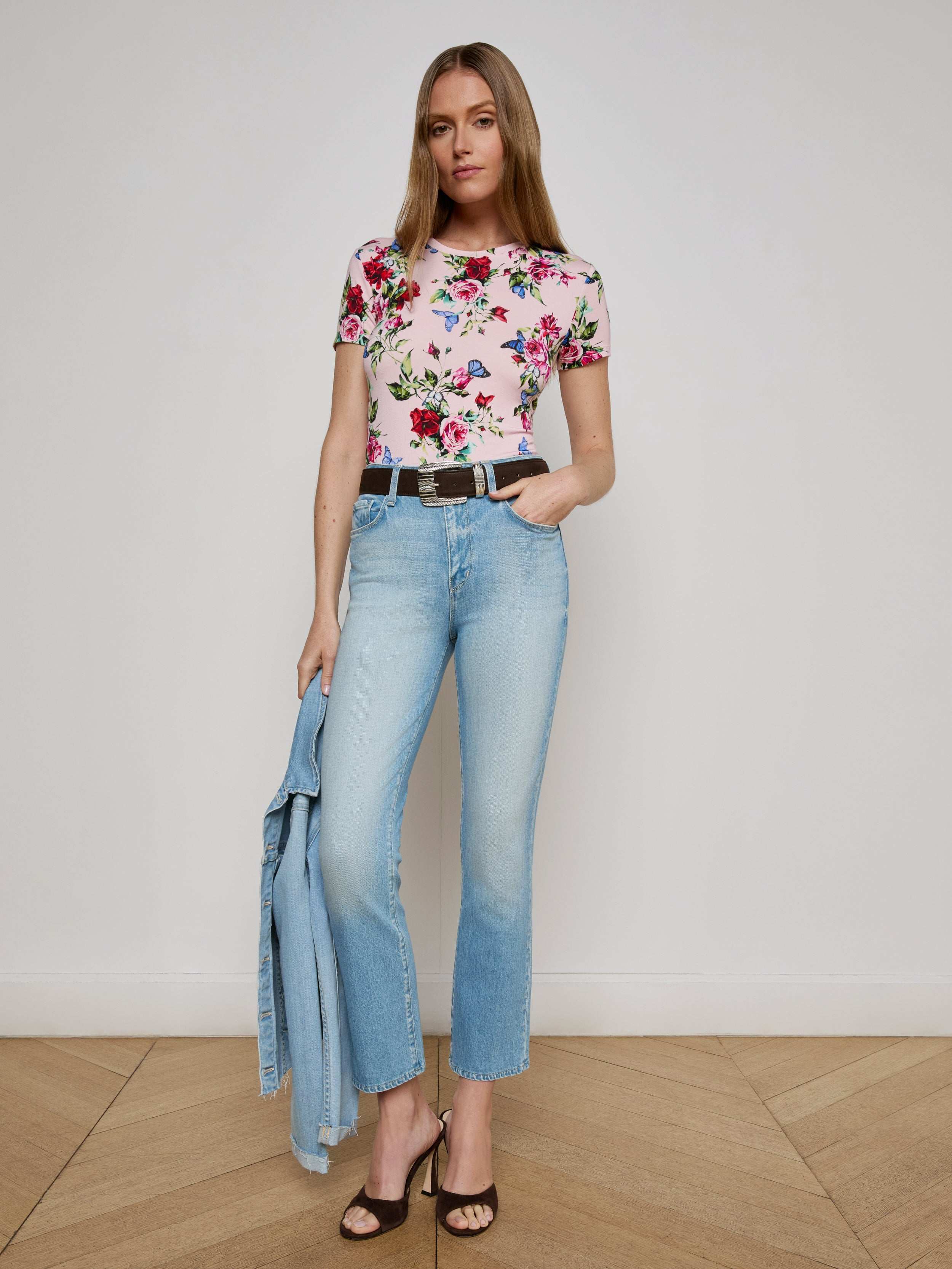 Mira Cropped Bootcut Jean In Barker