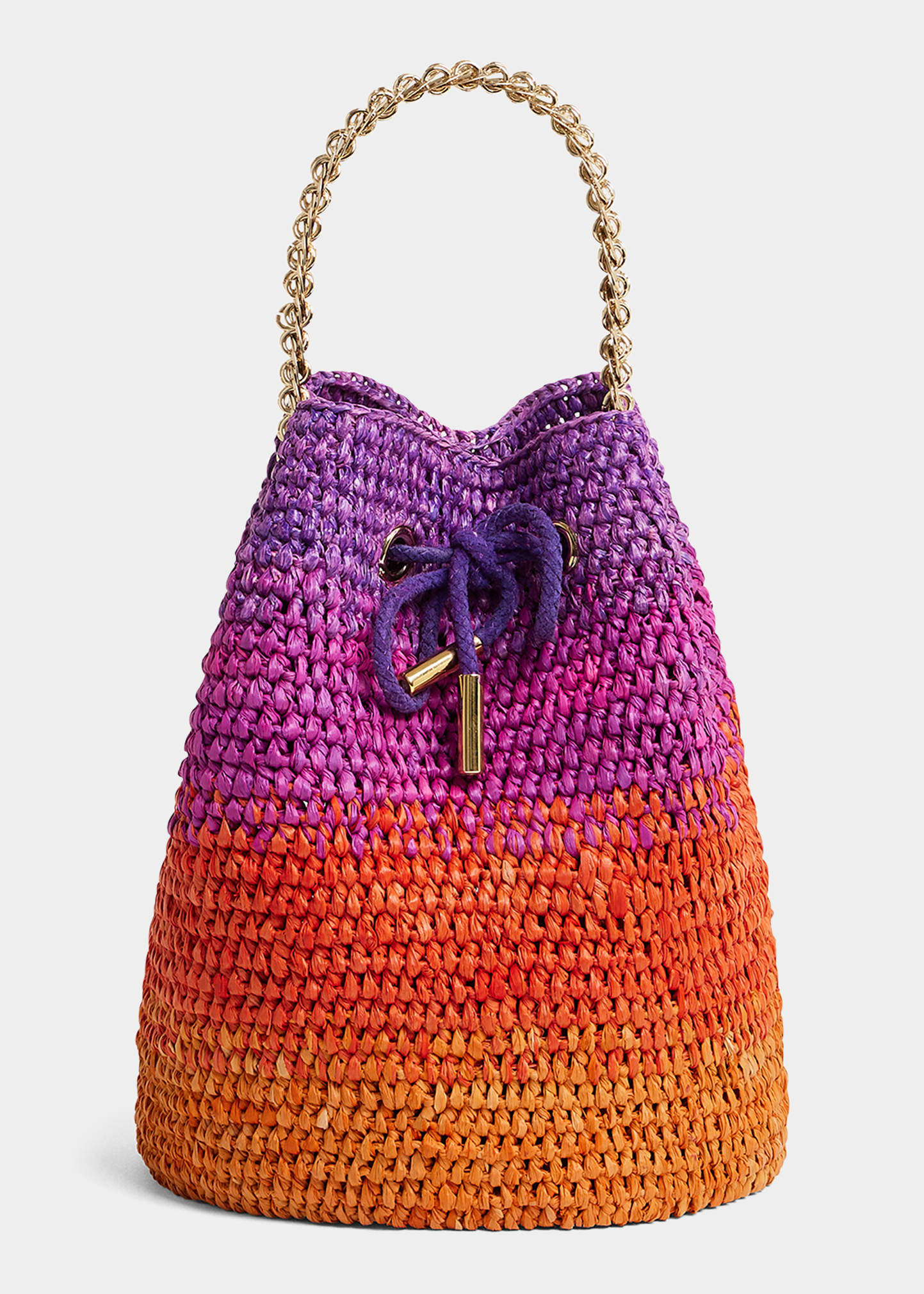 Rabanne Arty Multicolor Raffia Chain Bucket Bag, Women's, Handbags & Purses Bucket Bags