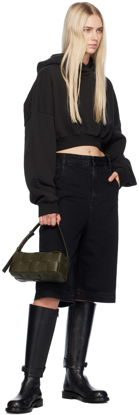 Entire Studios Black Cropped Heavy Hoodie