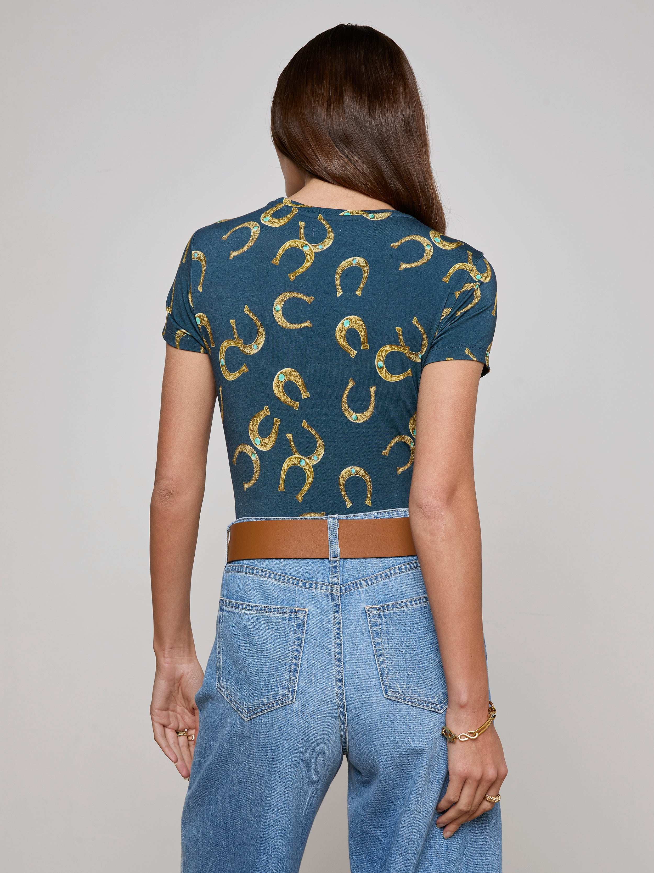 Ressi Fitted T-Shirt In Midnight Multi Horseshoe