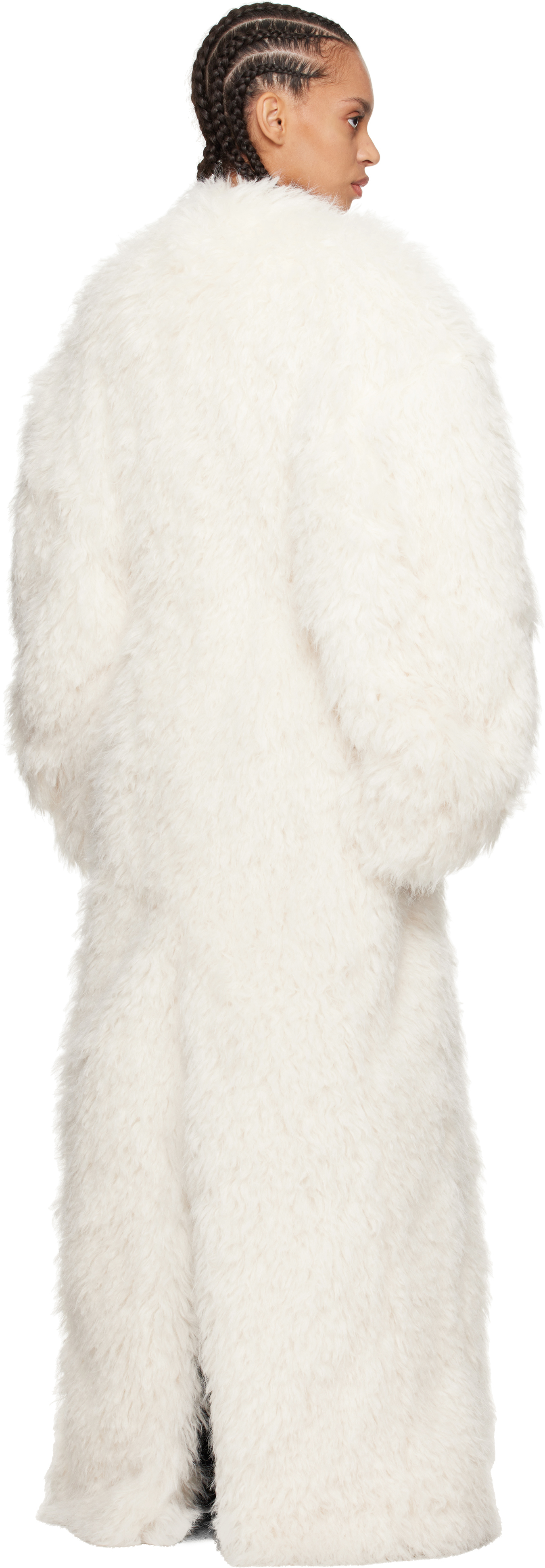 Entire Studios Off-White Chrysalis Faux-Fur Coat
