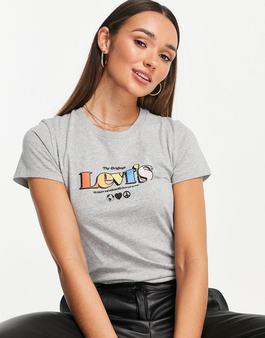 Levi's 여성 그레이 컬러의 퍼펙트 로고 티셔츠