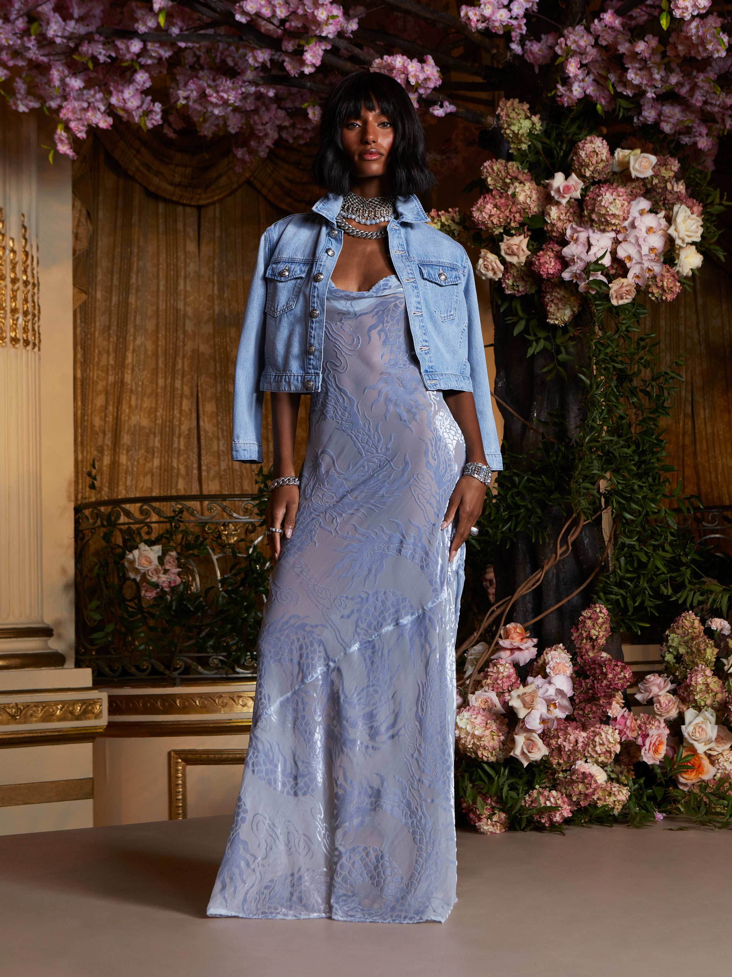 Christine Velvet Dress In Blue Fog Dragon