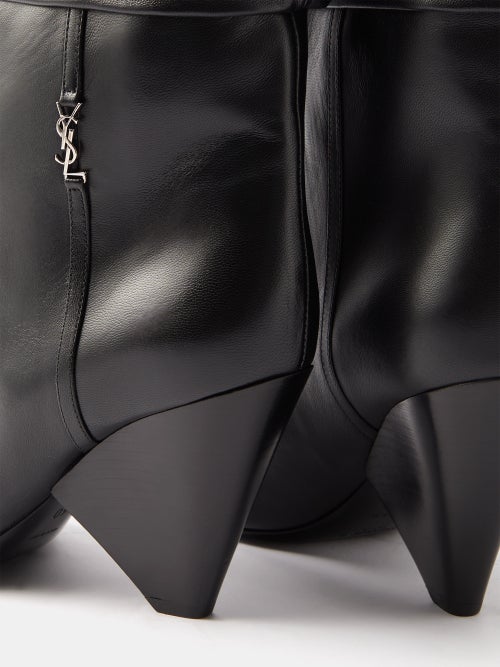 Black Niki 85 YSL-logo leather ankle boots