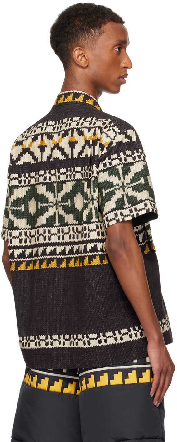 Sacai Black & Green Knit Print Shirt