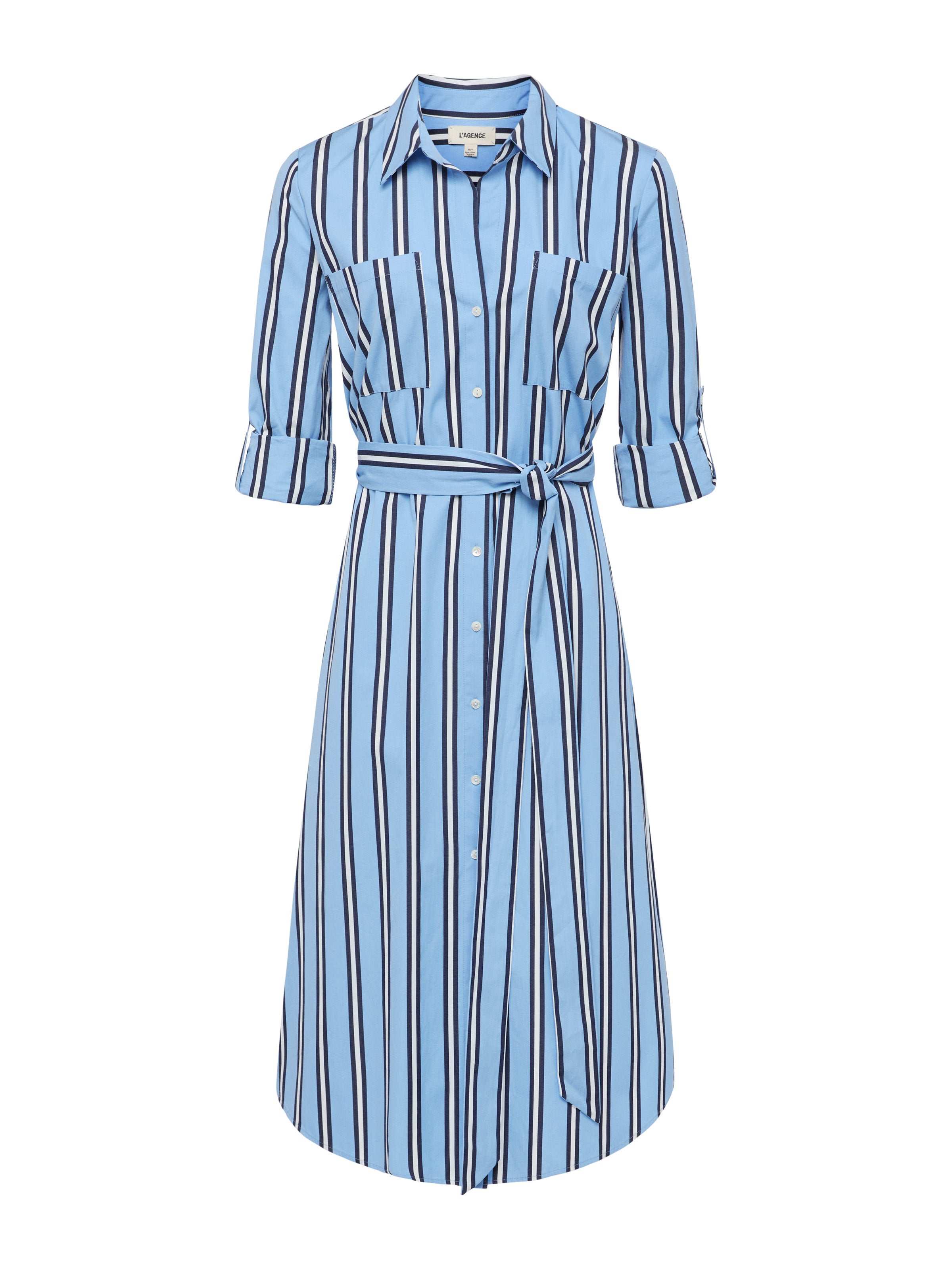 Jubilee Midi Shirt Dress In Sky Blue/midnight Stripe