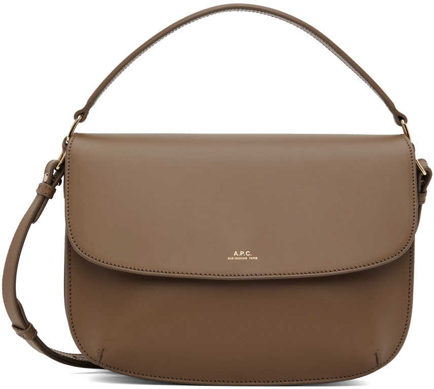 A.P.C. Sara Taupe Leather Shoulder Bag