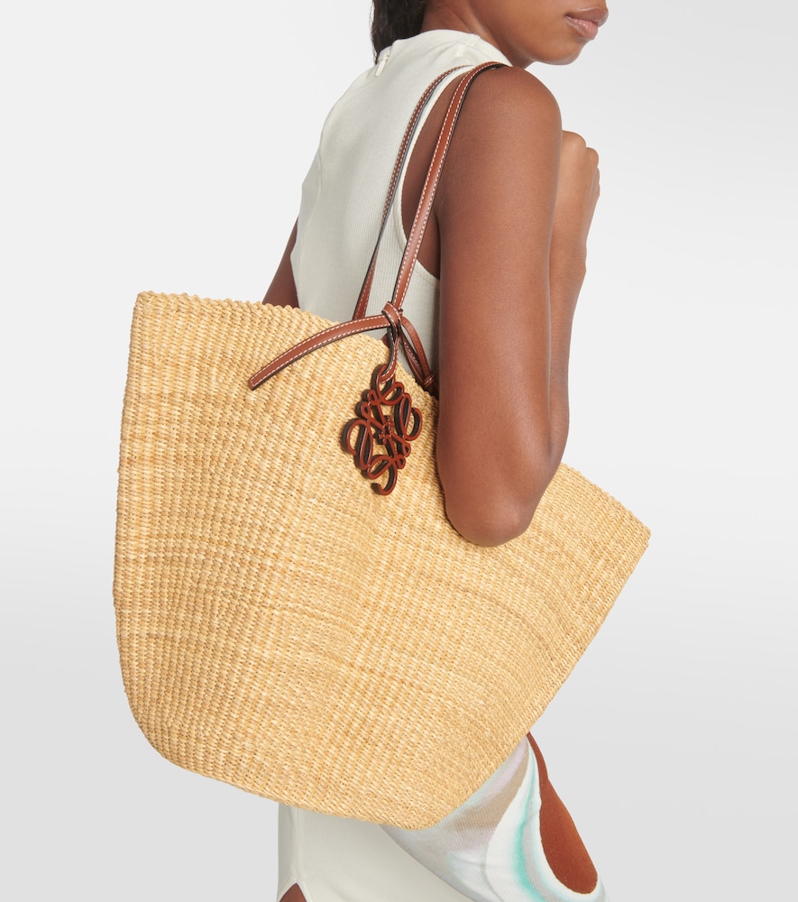 Loewe Shell Large leather-trimmed basket bag - Realry: A global