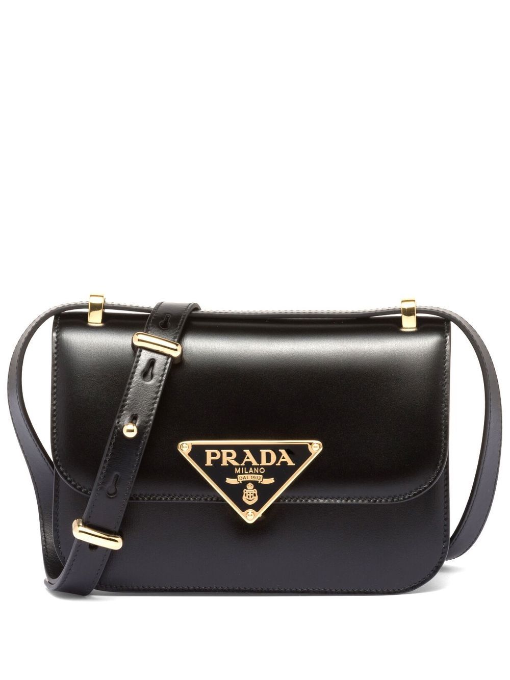 Leather Messenger Bag in Black - Prada