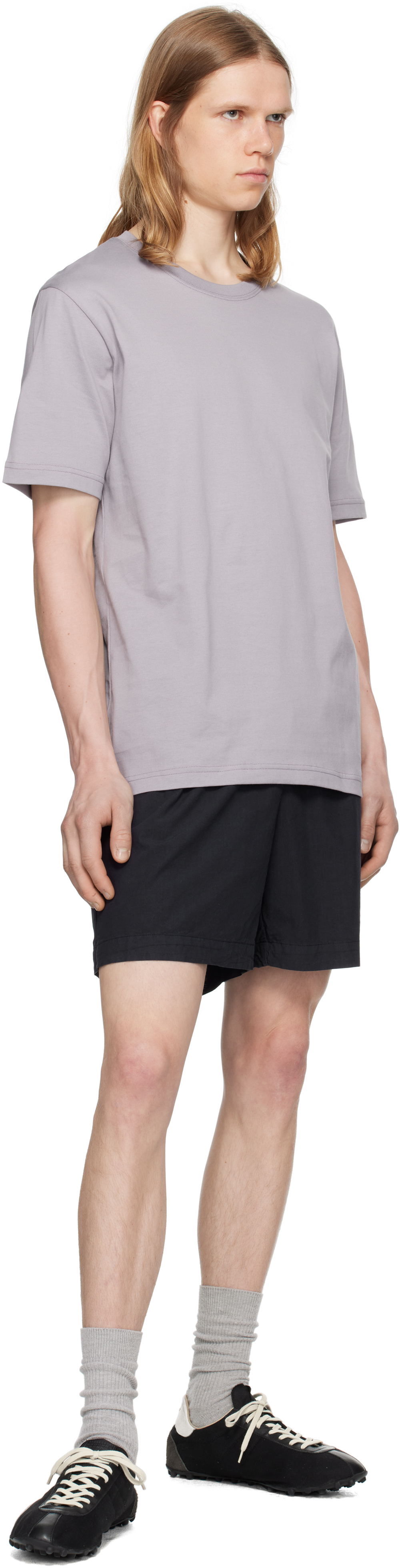 Navy Per Cotton Tencel Shorts