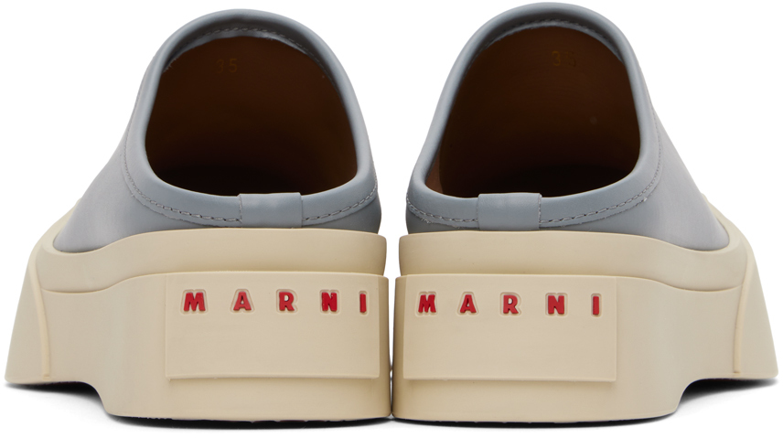 Marni Blue Leather Pablo Sabot Slippers