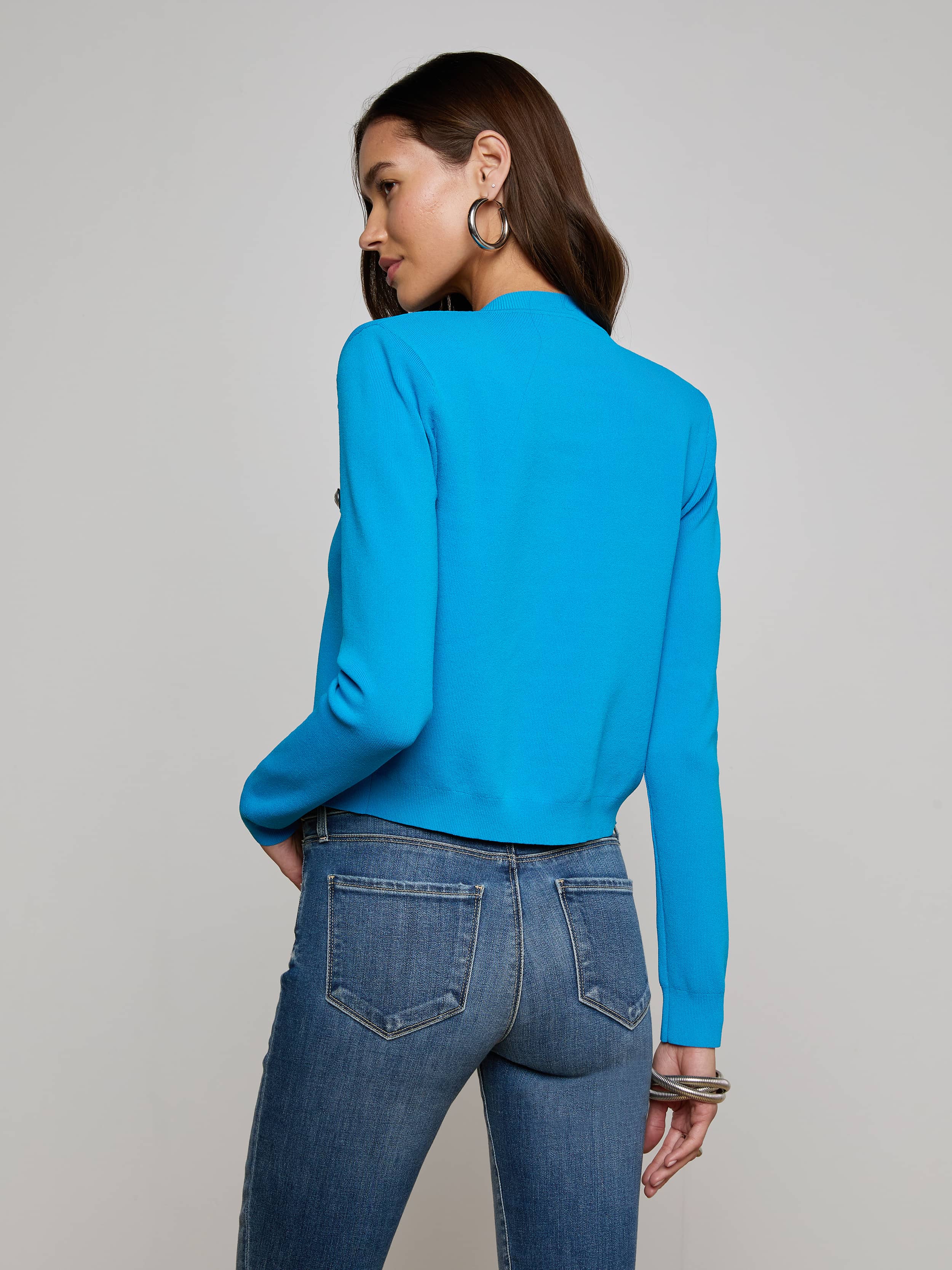 Toulouse Cardigan In Dresden Blue/nickel
