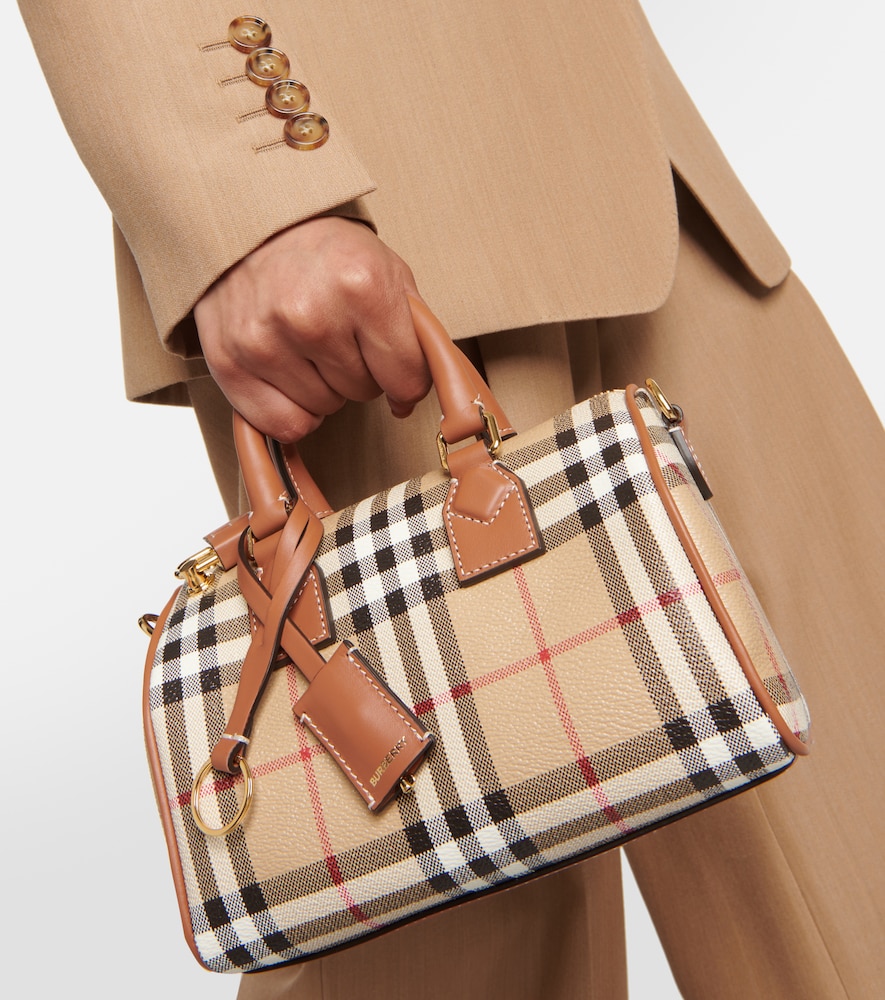 Mini Check Canvas & Leather Bowling Bag