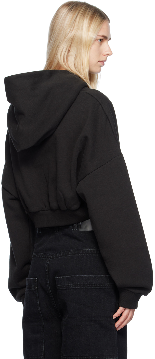 Entire Studios Black Cropped Heavy Hoodie