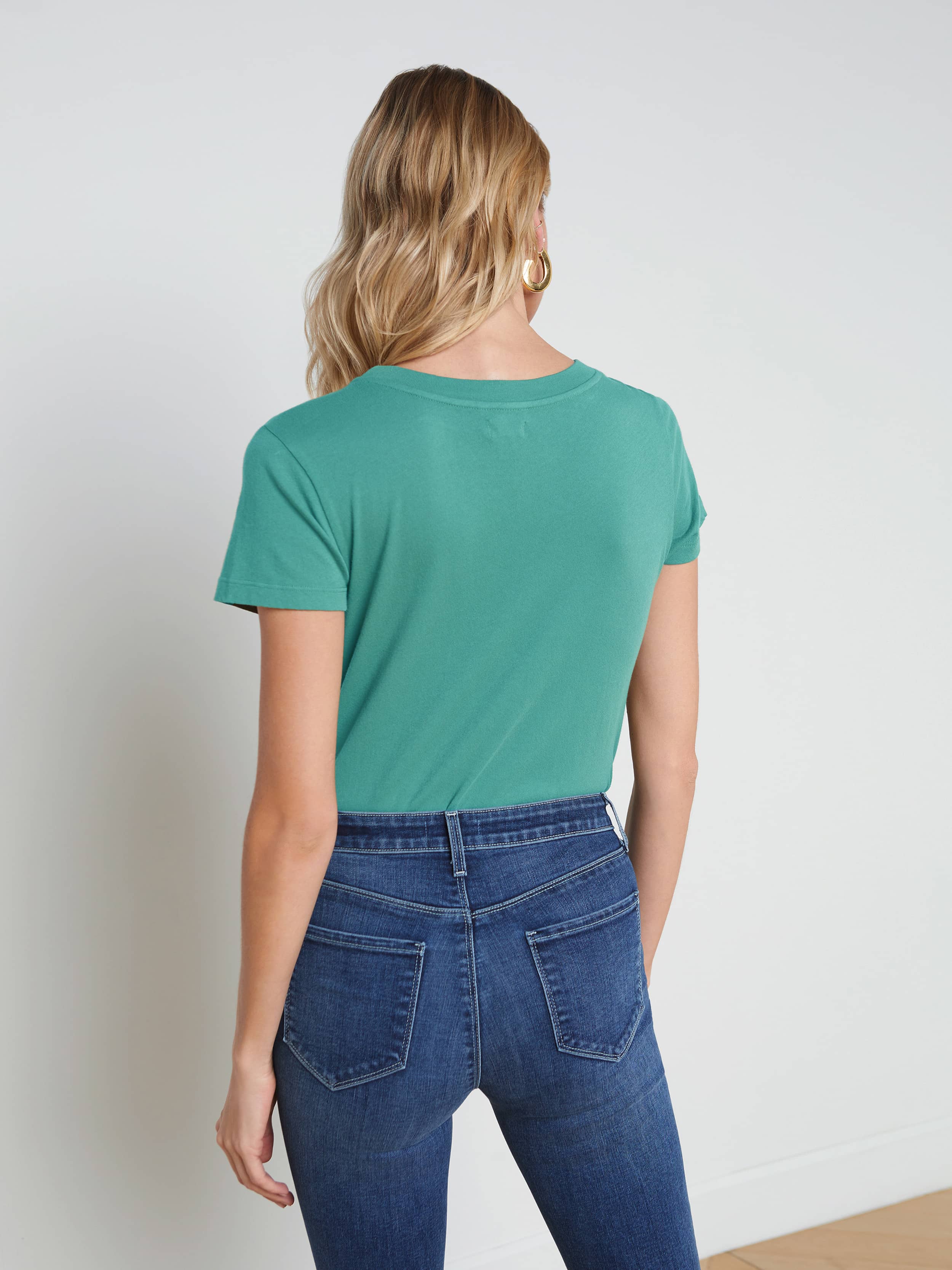 Cory Cotton Scoopneck T-Shirt In Lagoon
