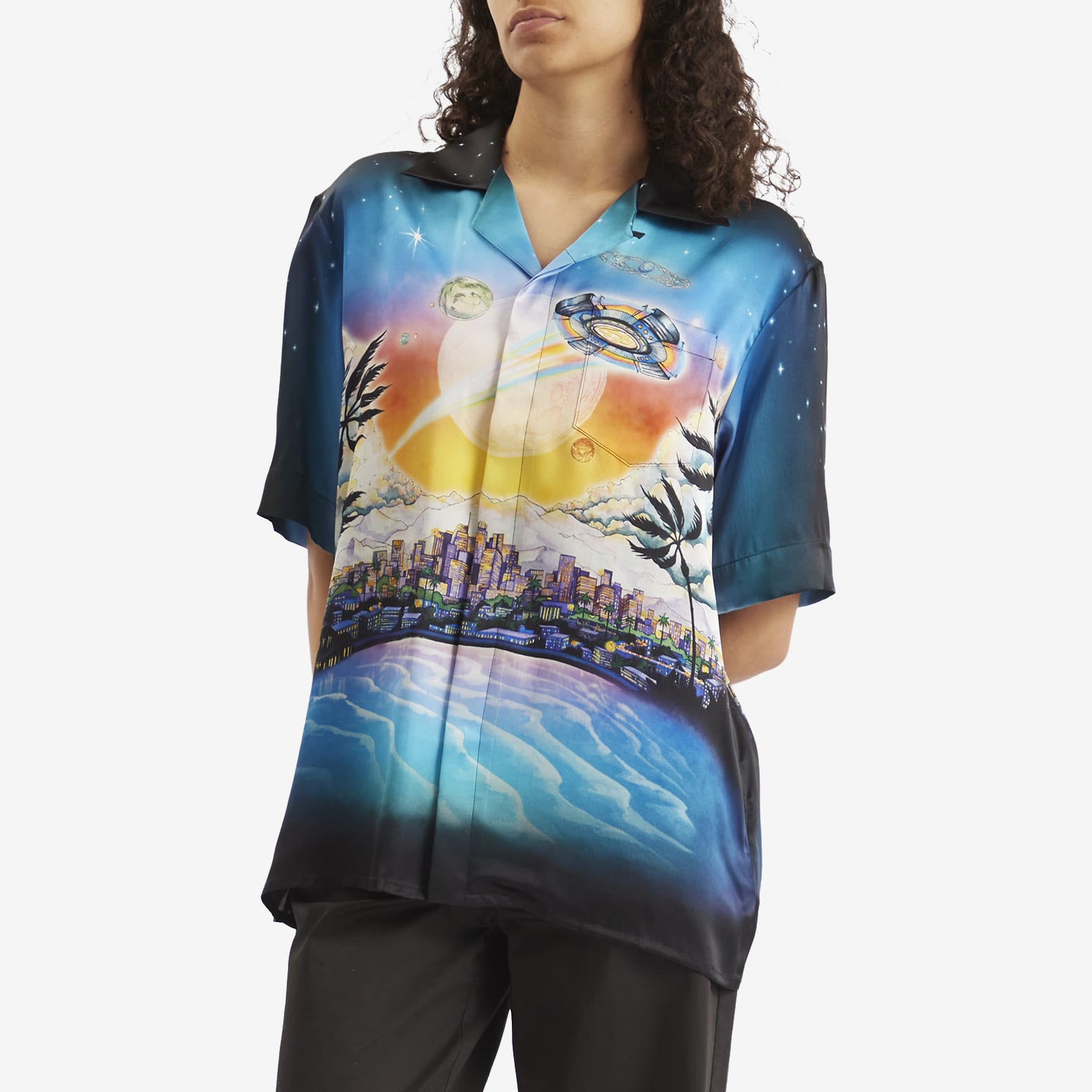 Casablanca Women's Silk Short Sleeve Shirt in Le Premonition