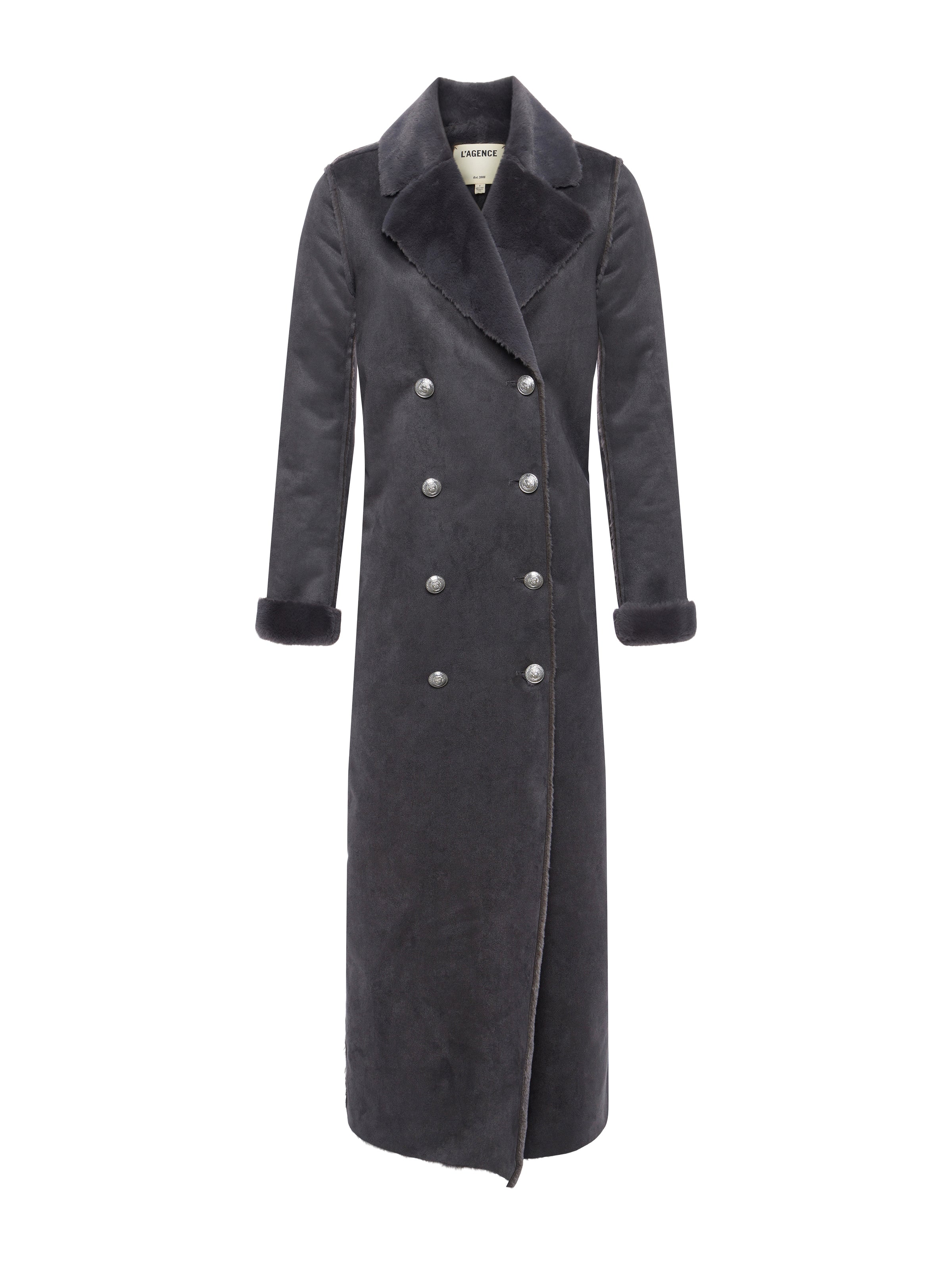 Citron Maxi Coat In Dark Grey