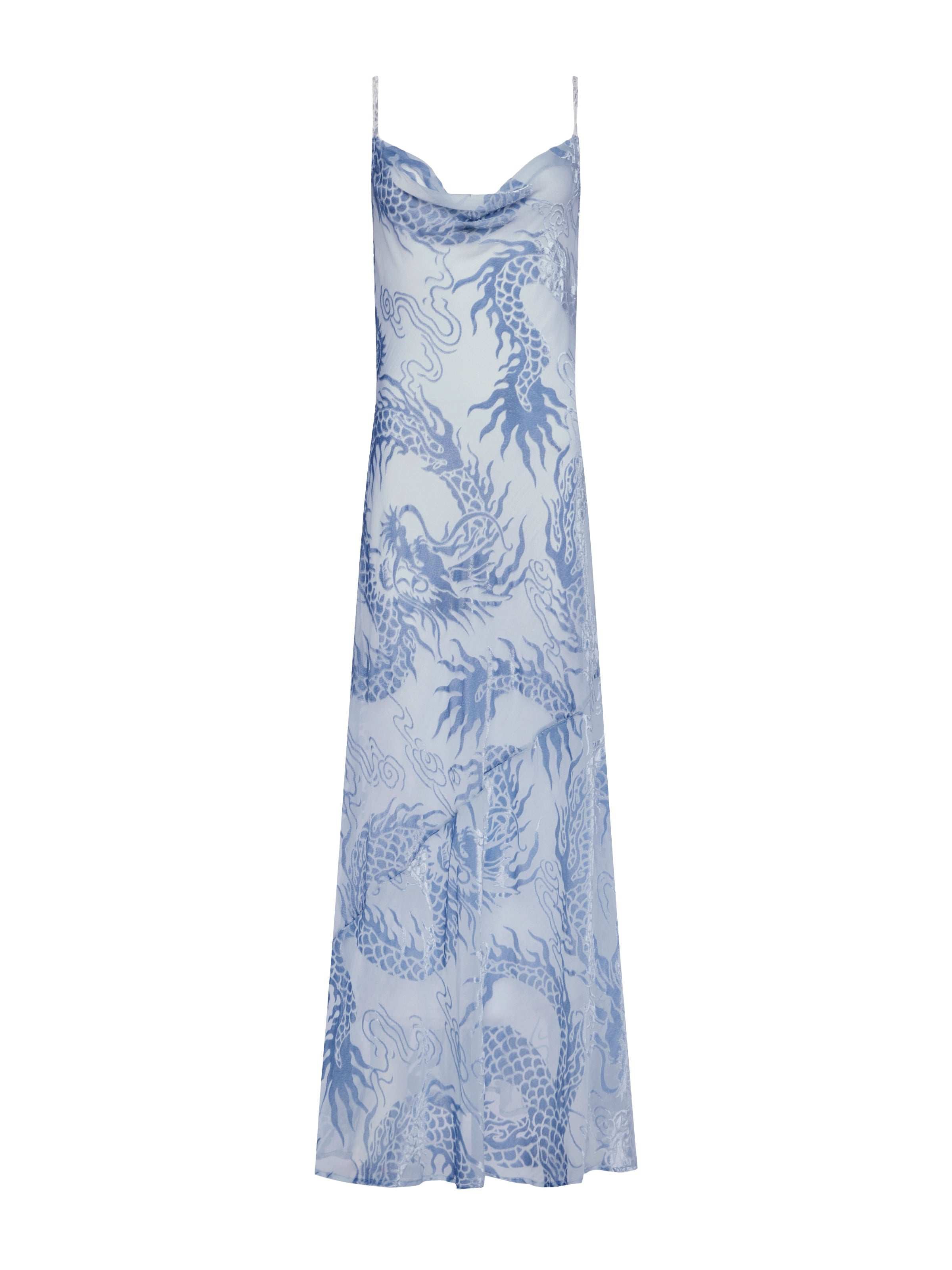 Christine Velvet Dress In Blue Fog Dragon