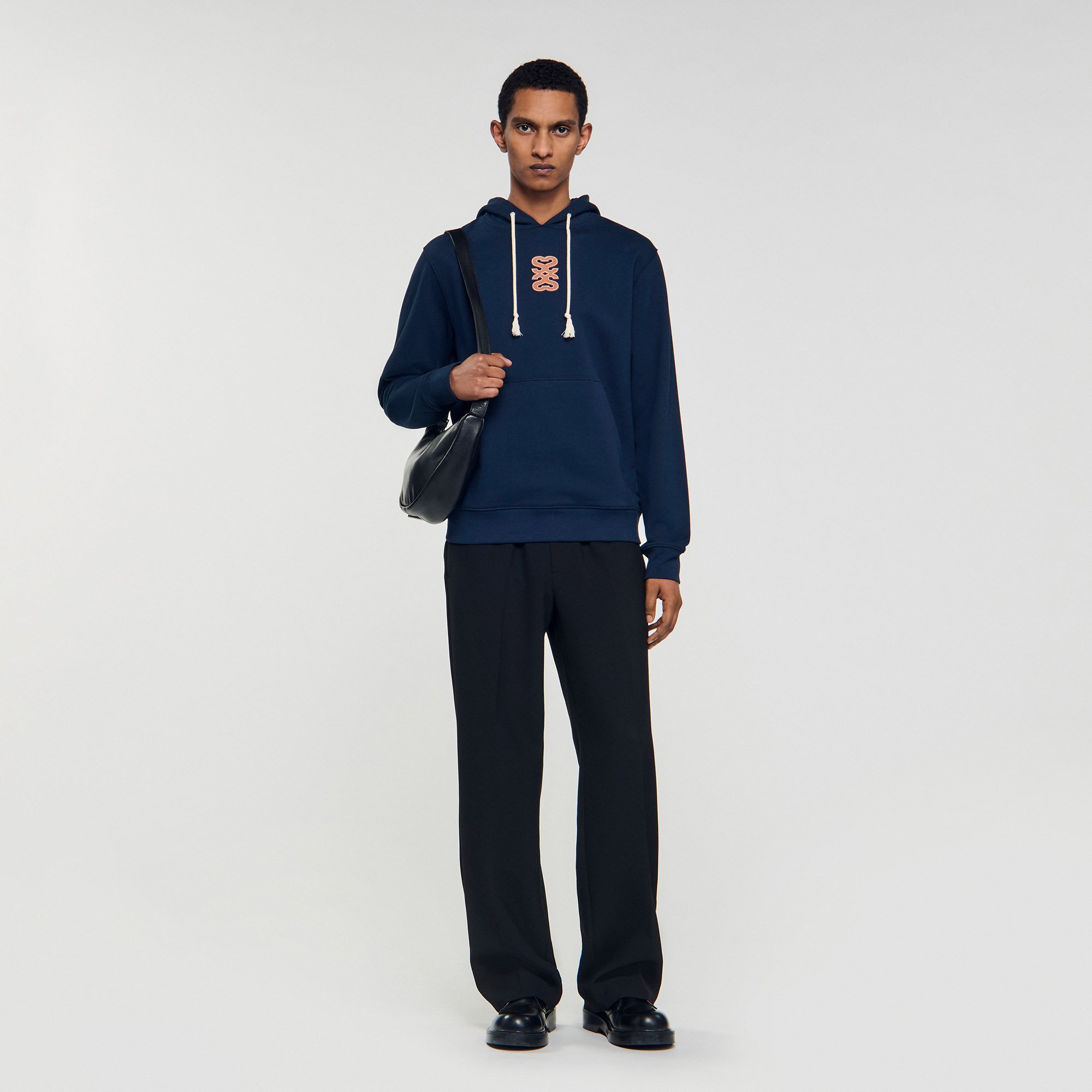 Leather patch sweatshirt
