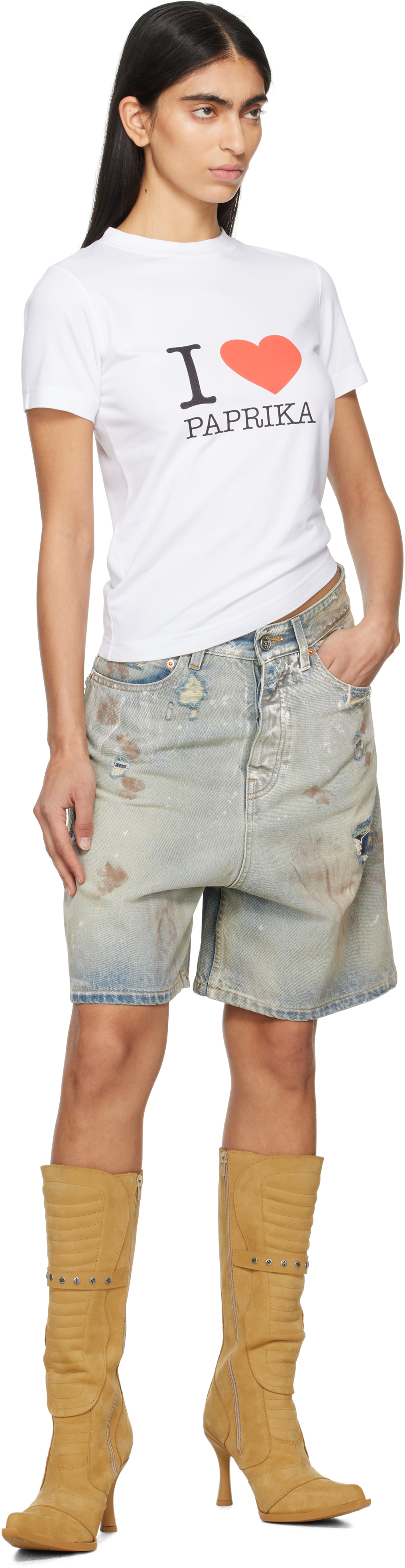 VETEMENTS Blue Trashed Denim Shorts