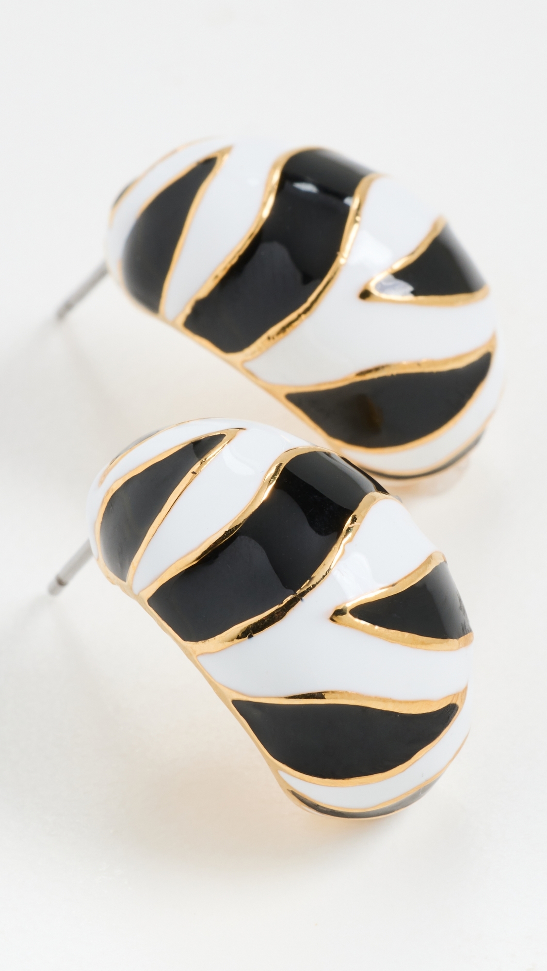 Tiger Print Half Hoop Pierced Earrings Black/White One Size