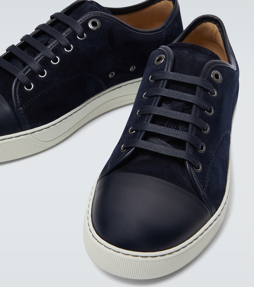 Suede and leather cap-toe sneakers