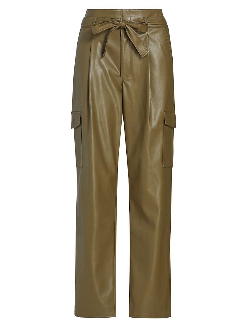 Tesse Belted Faux Leather Cargo Pants
