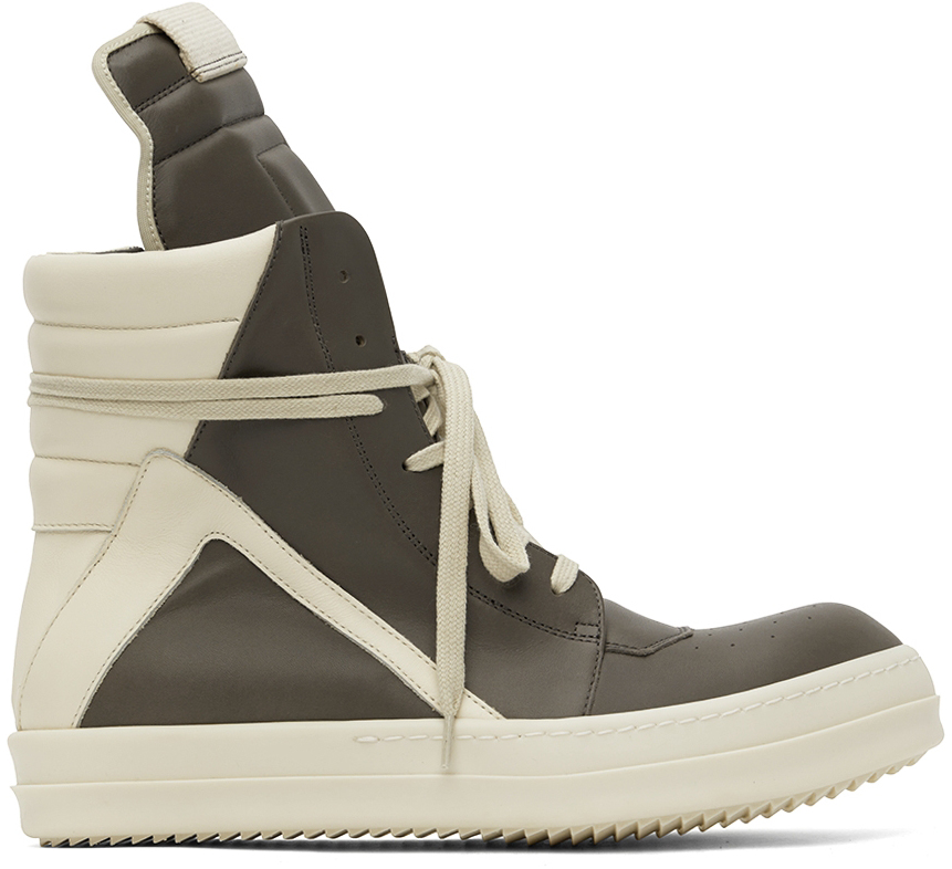 Rick Owens Gray and off-white Geobasket 