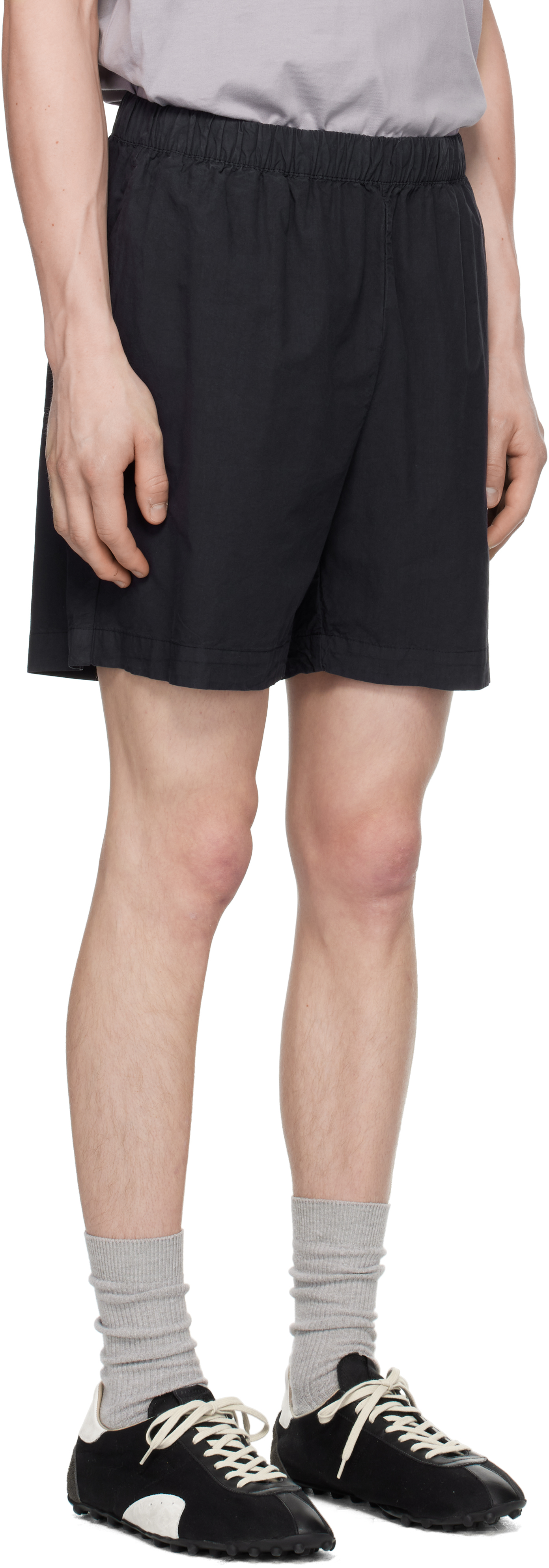 Navy Per Cotton Tencel Shorts