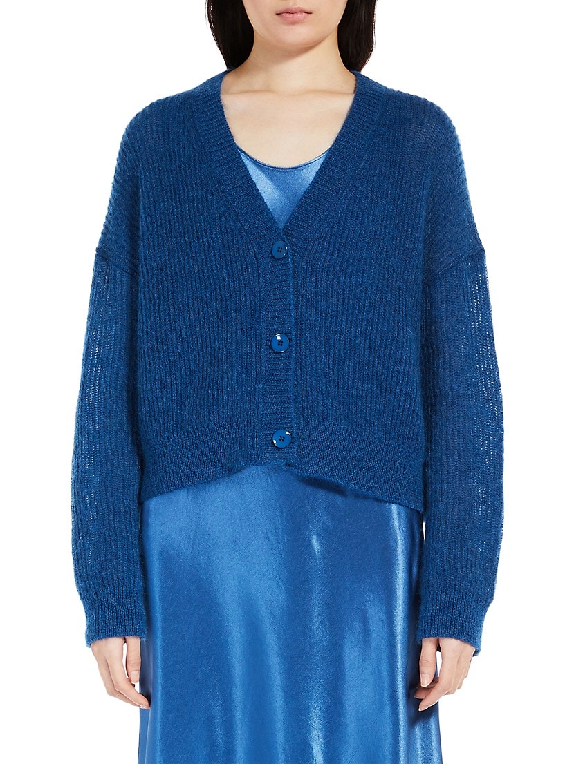 Mohair-Blend Cropped Cardigan