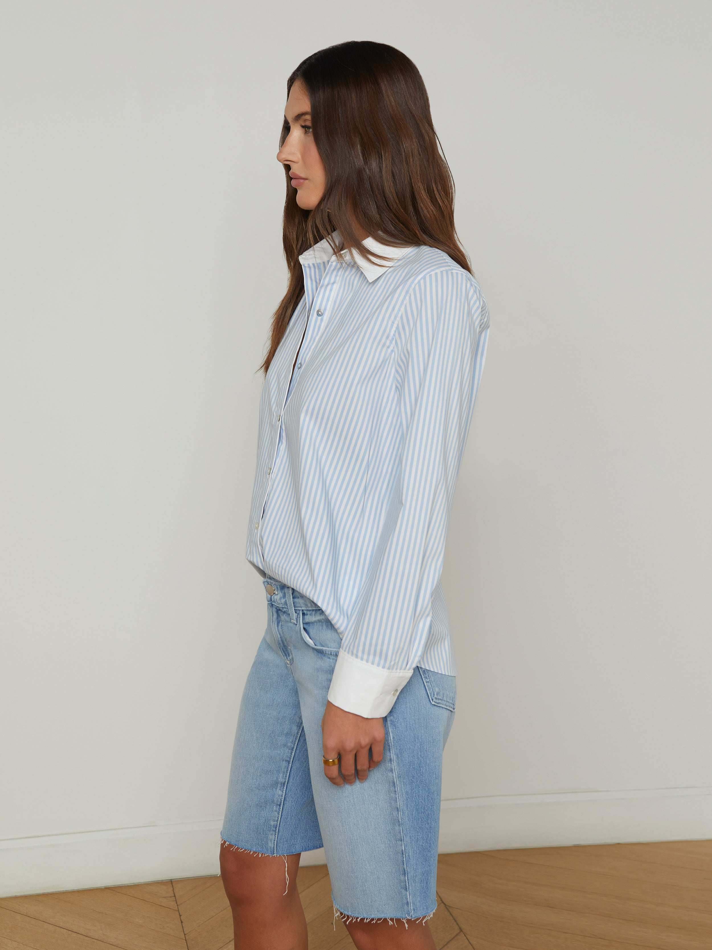 Ellery Button-Down Shirt In Scarlet Red/light Blue Multi City Stripe
