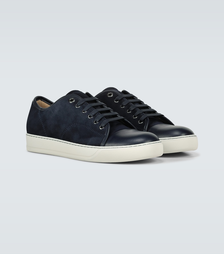 Suede and leather cap-toe sneakers