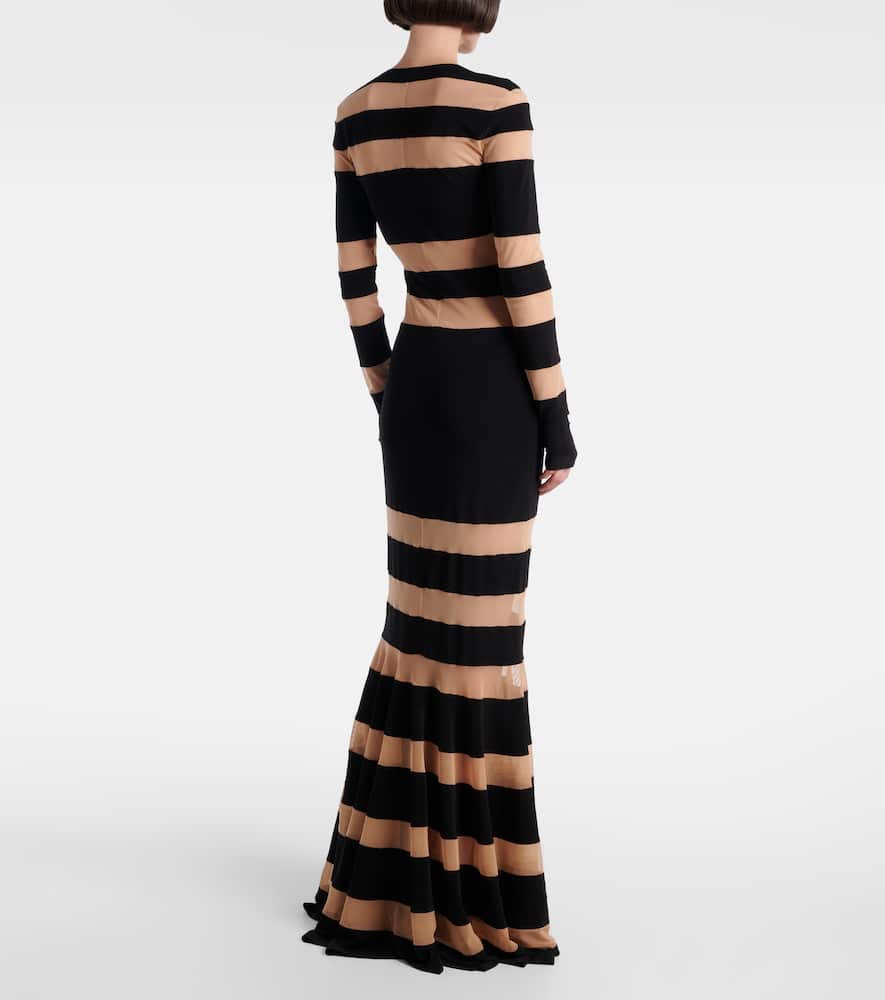 Norma Kamali Paneled semi-sheer gown