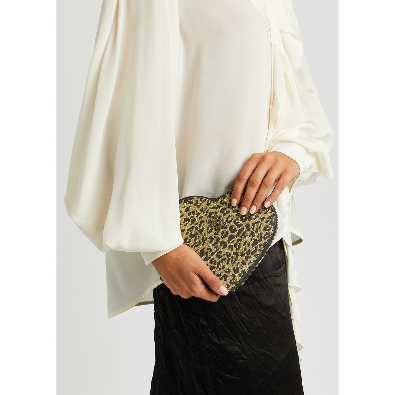 Vivienne Westwood Heart Leopard-Print Crossbody Bag - Gold