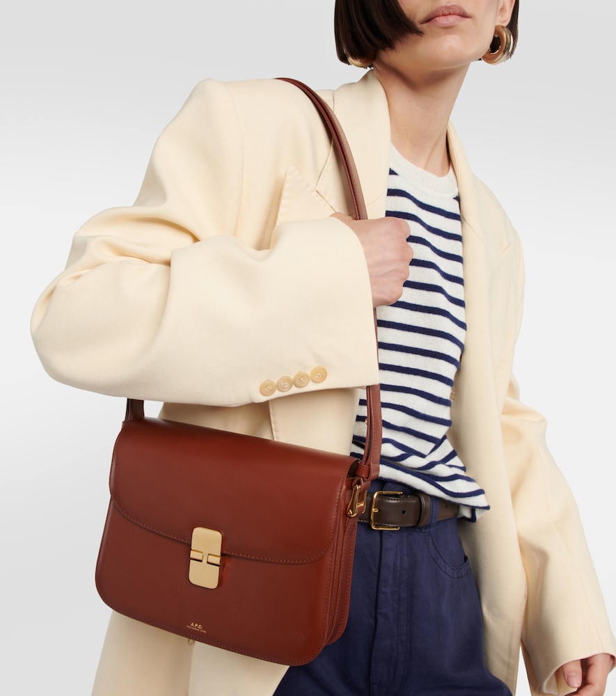 Grace Mini Leather Shoulder Bag in Brown - A P C