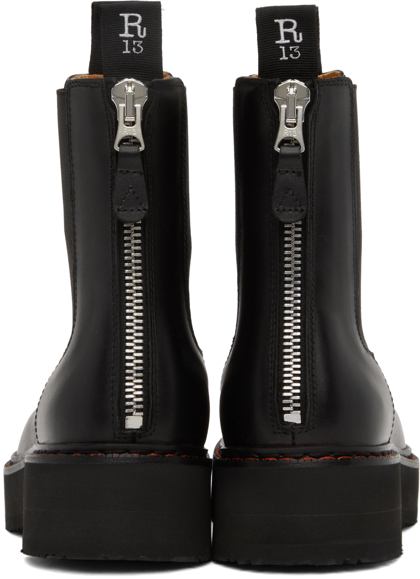 R13 Black Single Stack Chelsea Boots