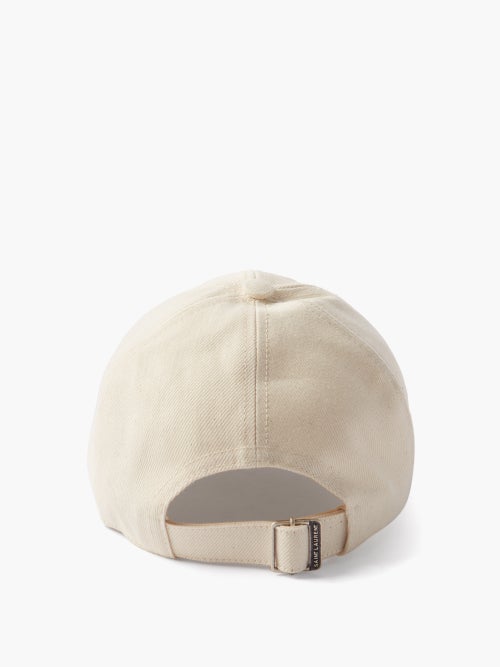 Saint Laurent Sl-embroidered Cotton-canvas Baseball Cap In Black