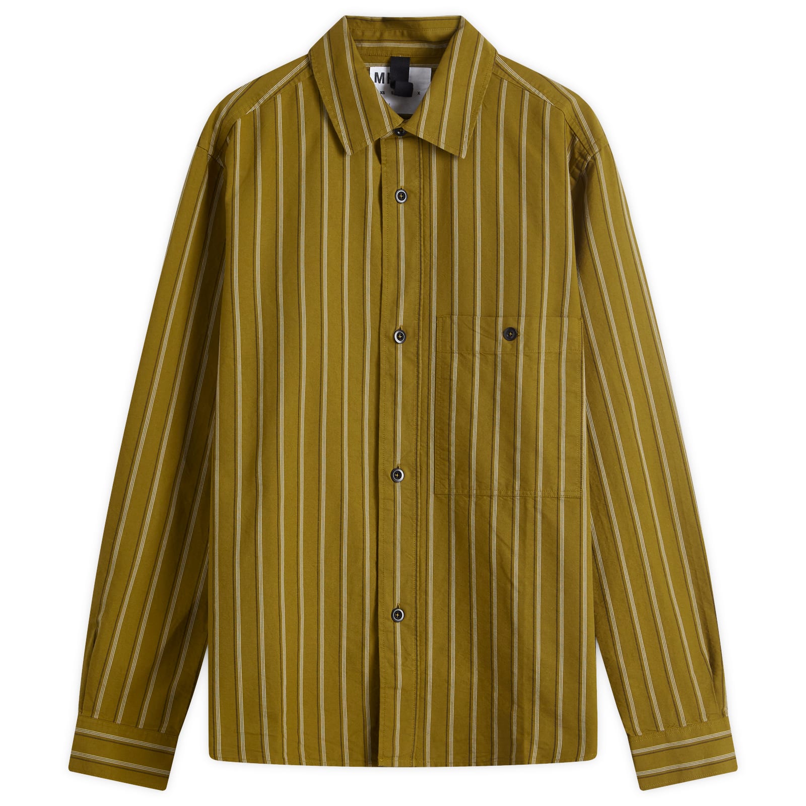 Men's Overall Stripe Shirt in Light Olive/Off White