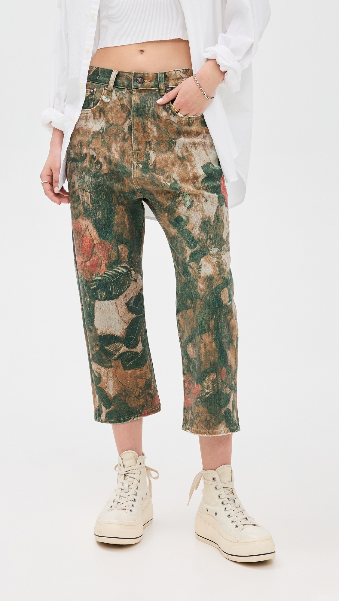 R13 Tailored Drop Jeans Printed Camo Rose