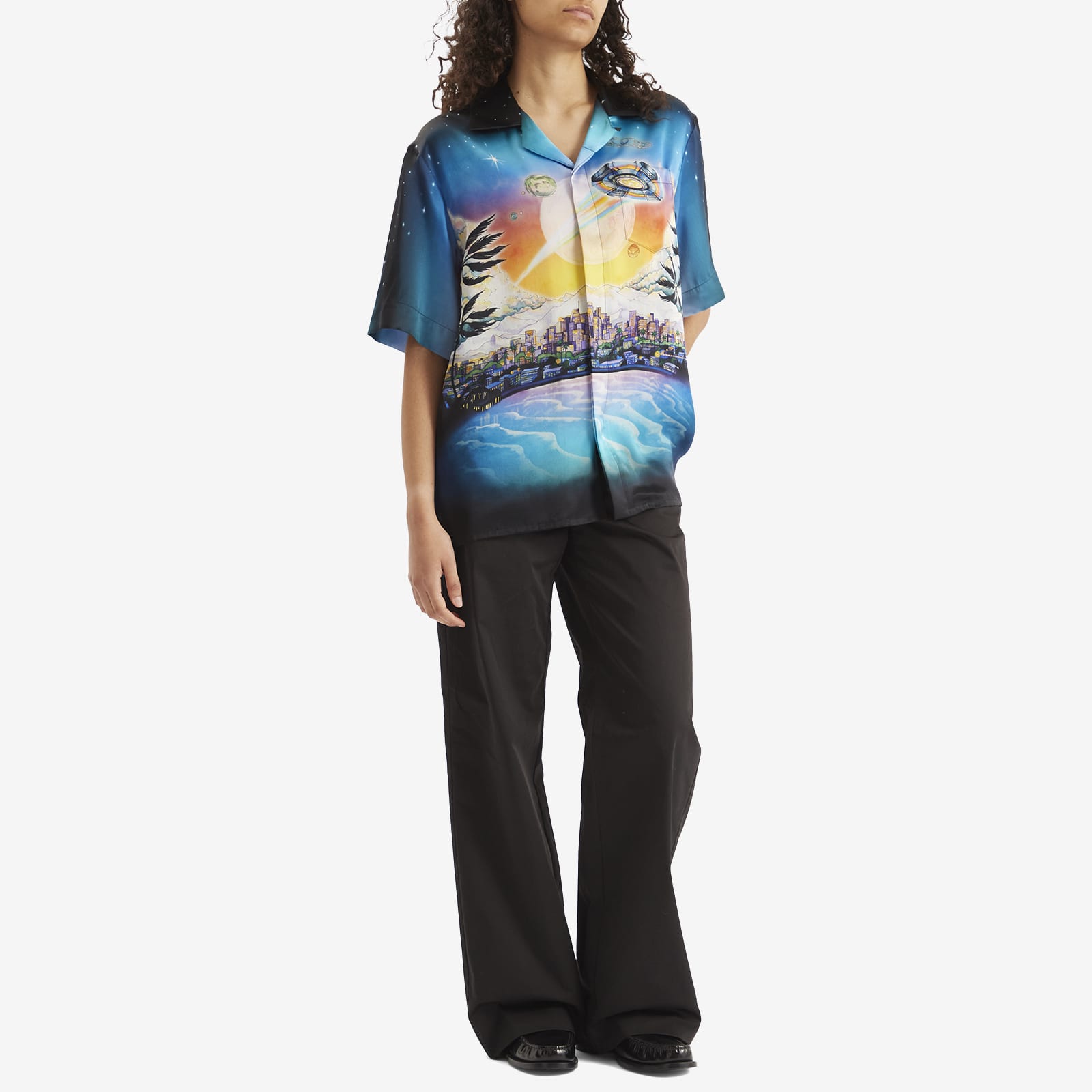 Casablanca Women's Silk Short Sleeve Shirt in Le Premonition