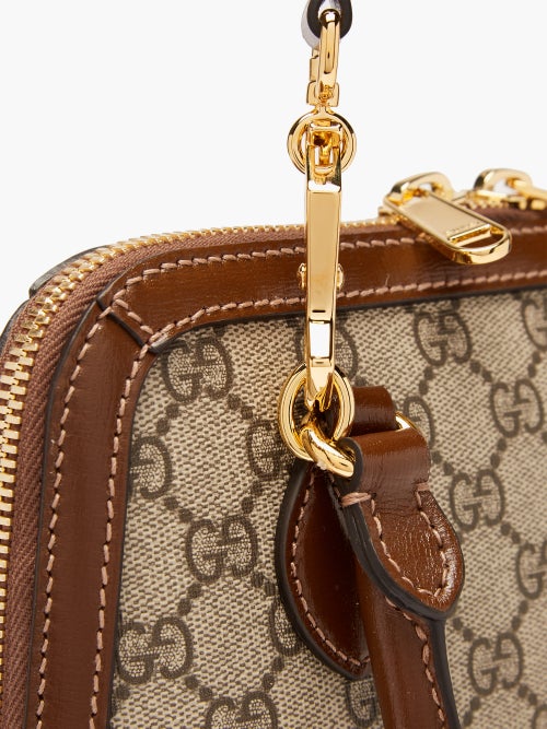 Brown Horsebit 1955 GG-jacquard canvas mini handbag, Gucci