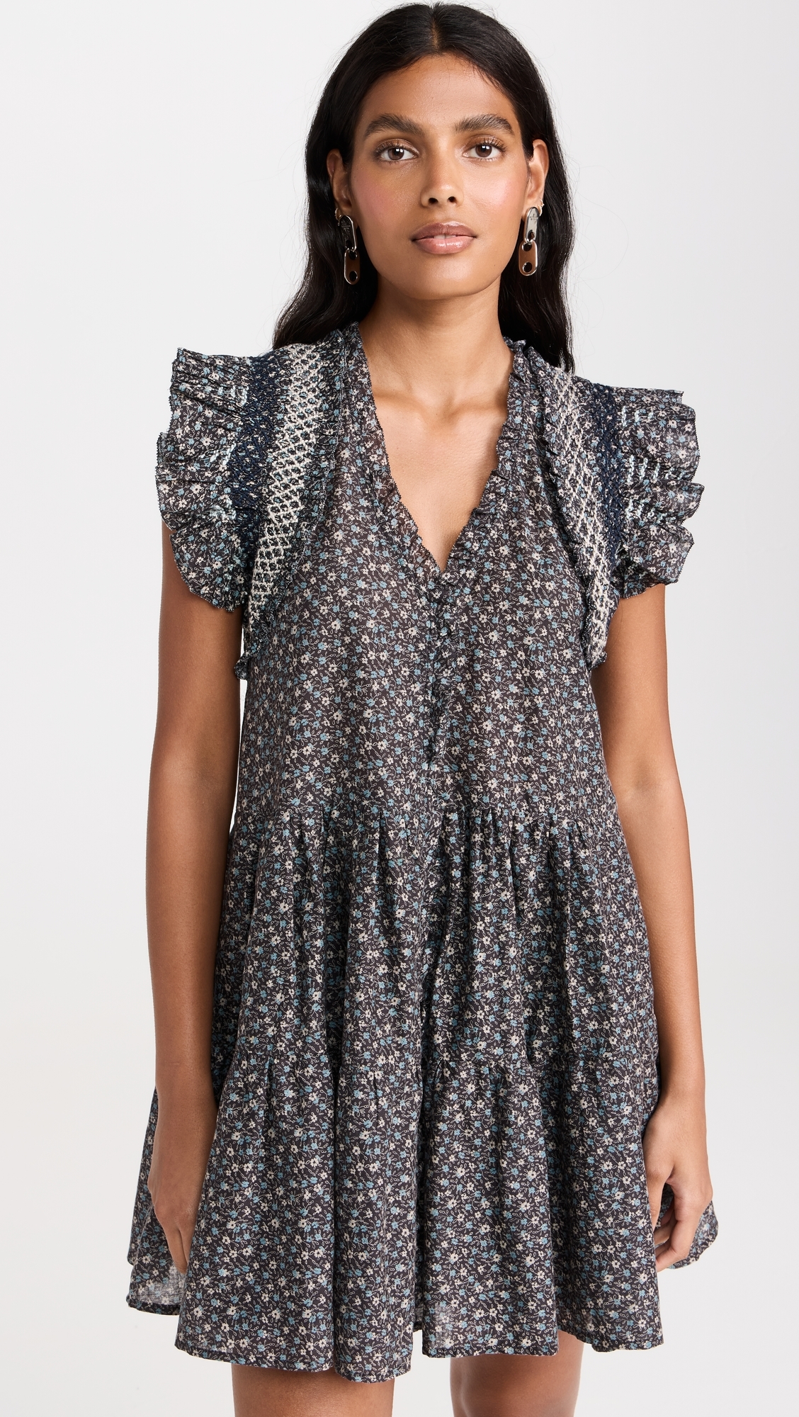 Maia Floral Print Flutter Sleeve Tunic Dress Multi 